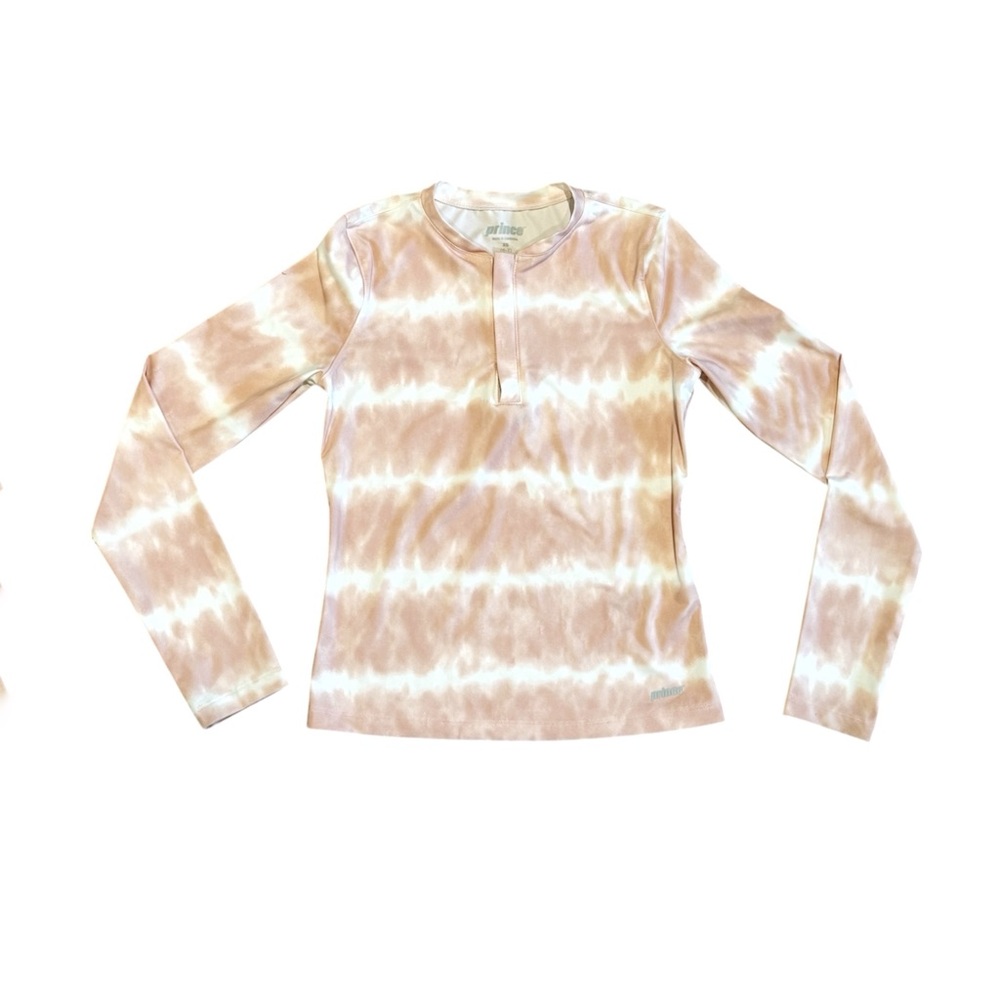 Prince | Girl’s Quarter Zip Tie-Dye Long Sleeve Tennis Top Pink/White, XS - Picture 2 of 3